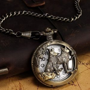 Wolf wolves pocket watch